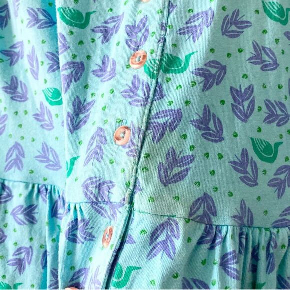 Cotton Midi Chore Dress Vintage Blue Pleated Button Front Sleeveless Relaxed XS - Picture 3 of 5